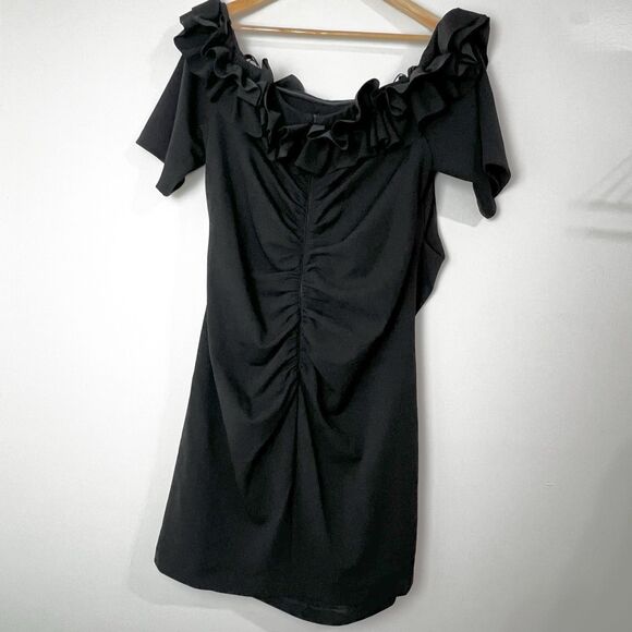 Xscape Brynleigh Dress Off The Shoulder Scuba Ruffle Black Party Plus Size 18W - Picture 9 of 13